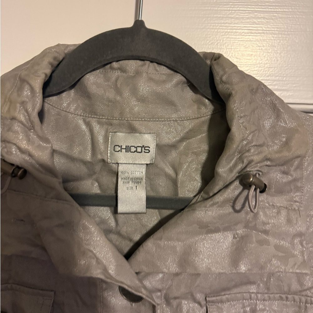 Chico's Gray Utility Jacket Lightweight Casual De… - image 2